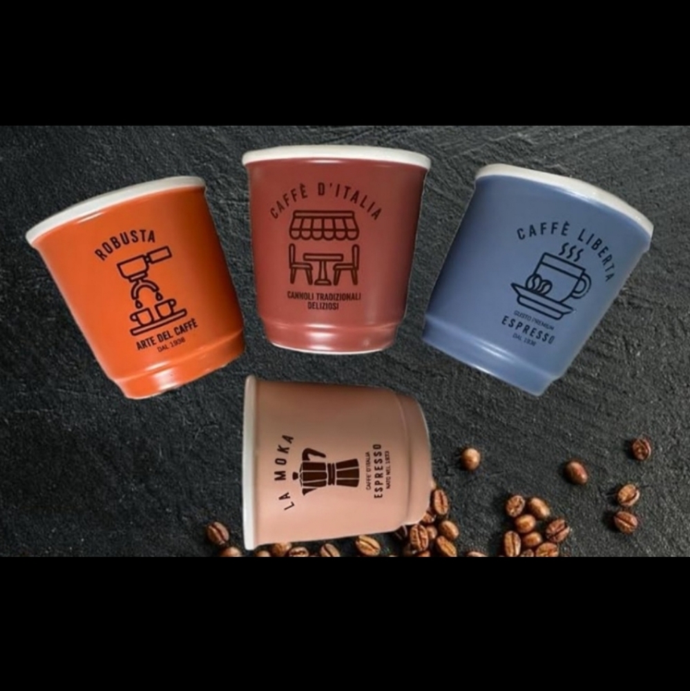 NEW Jay's Warehouse Liberta Bone China Espresso Coffee Cups Pack of 4